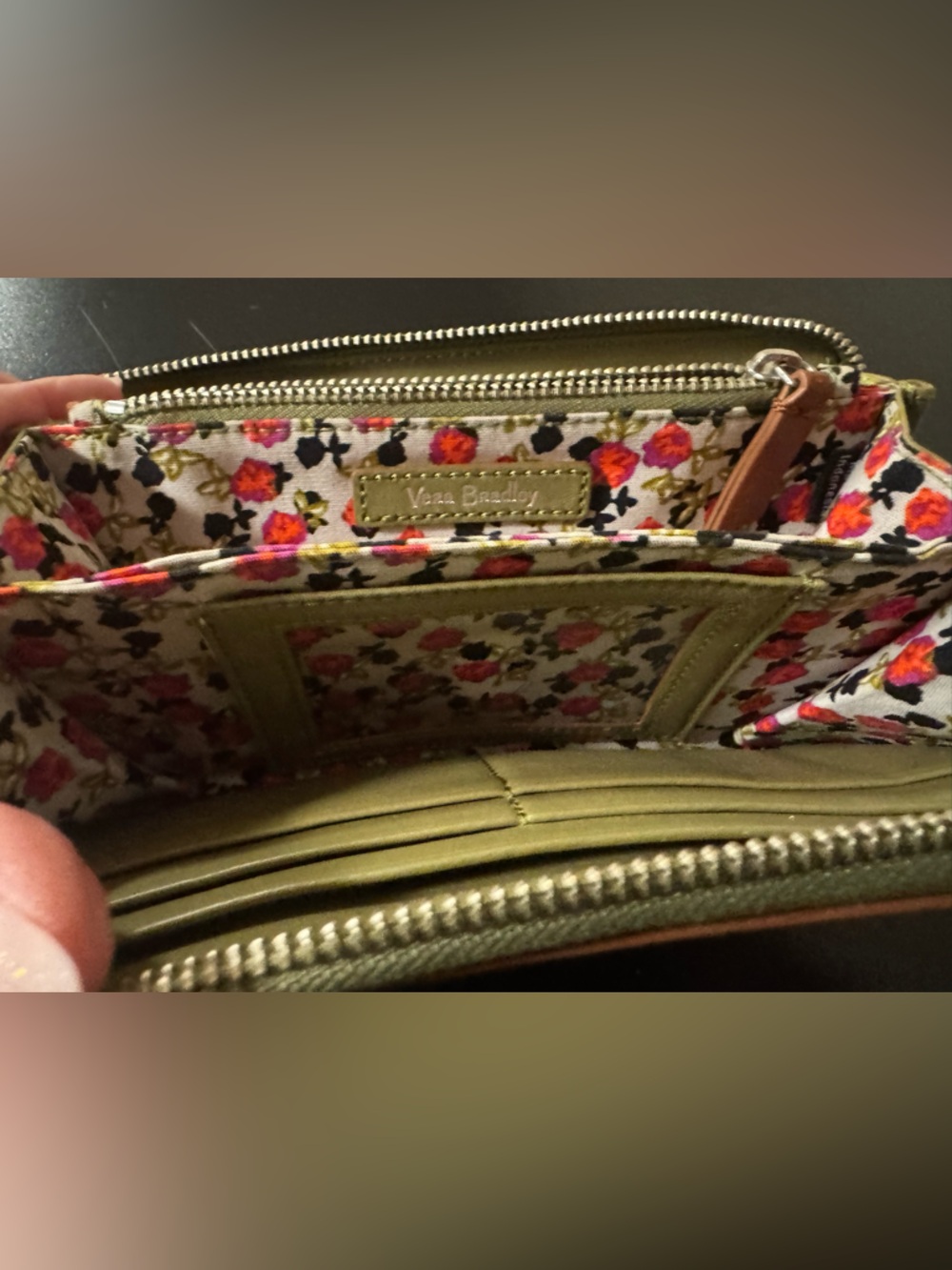 Vera Bradley Olive Green Zip Wallet - Picture 2 of 3